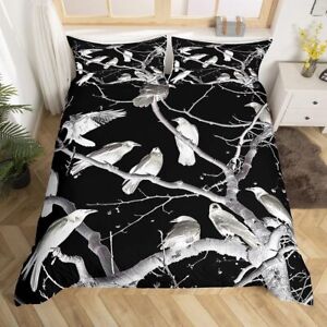 New ListingHalloween Crow Bedding Set Queen Size Kids Scary Bird Comforter Cover Set for...