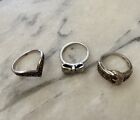 Lot Of 3 Rings .925 Sterling Size 8 Very Cute!!