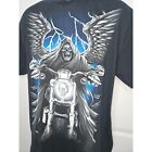 Motorcycle Dark Winged Angel Skull Tshirt XL