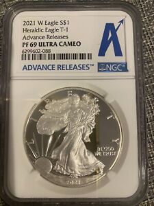 2021-W Proof $1 Type 1 American Silver Eagle NGC PF69UC Advance Releases Label