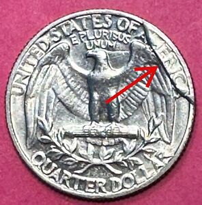 1966-P Very Rare Retained Cud Error RCD-25c-1966-02R Washington Quarter (1108)