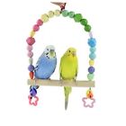Wooden Bird Swing for Cockatiels Parrot Perch Hanging Toys Large Cream
