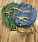 Lot of 2 70s Jansport External Frame Hiking Backpacks Green Blue His & Hers