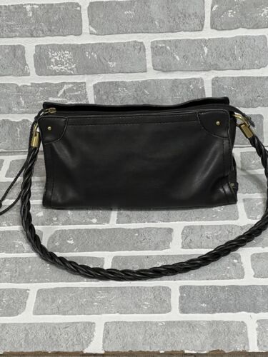 Relic Women’s Black Leather Shoulder Bag Braided Strap Purse