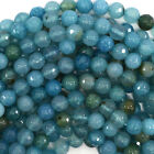 Faceted Blue Dragon Vein Agate Round Beads 14.5