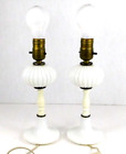 Vtg Pair Of Boudoir Table Lamps White Milk Glass Working Regency Electric MCM