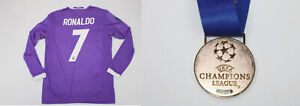 real madrid jersey 2016 2017 shirt long sleeve ronaldo purple UCL FINAL + medal