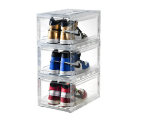 Magnetic Shoe Acrylic Storage Boxes Clear Front Open Sneaker Organizer