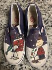 Vans x Peanuts Charlie Brown Christmas Classic Slip On Sneaker Size 5 Women