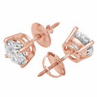 1.5ct Round Cut Studs Lab created Diamond 18K Rose Gold Earrings Screw back