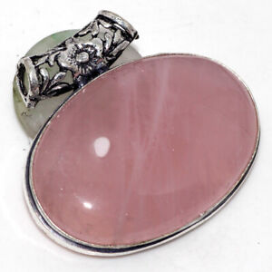 Rose Quartz 925 Silver Plated Gemstone Pendant 1.5