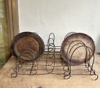 Rare Antique Handmade Unusual Form Dish Drain Drying Rack Holder Metal Wire ￼