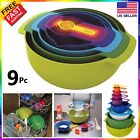 Nesting Bowl Set with Measuring Cups Mixing Bowls for Baking Cooking Food Prep 9