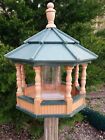 Large Spindle Poly Bird Feeder Amish Handcrafted Handmade Cedar with Green Roof