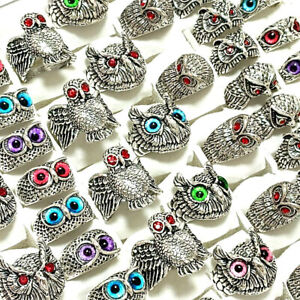 Wholesale 30pcs Assorted Owl Ring Design Eyes Animal Finger Rings resale Jewelry