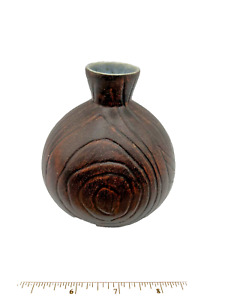 New ListingVtg Daga Pottery MCM Brown Swirl Round Vase Vessel Signed by Master Potter Daga