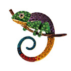Large Lizard Chameleon Brooch Animal Coat Pin | Rhinestone Fashion Jewelry