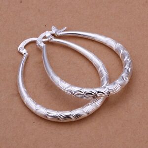 925 Sterling Silver Hoop Pierced Earrings L4