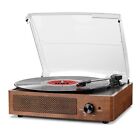 Bluetooth Turntable Vinyl Record Player with Speakers, 3 Speed Belt Driven Vint