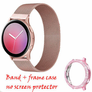 Metal Milanese Band Strap + Bling Case For Samsung Galaxy Watch Active 2 40/44mm