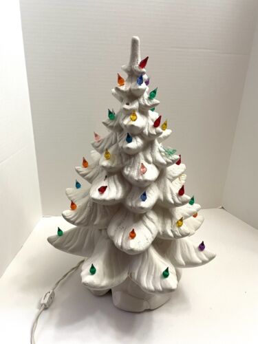 Large Vintage White Ceramic Christmas Tree ~ Grandma Tried But Failed