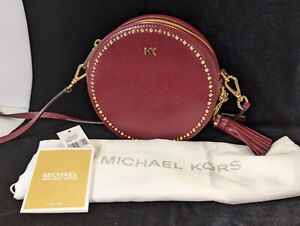 Michael Kors Canteen Burgundy Leather Crossbody Bag Tassel Excellent Condition