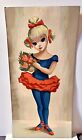 VINTAGE CRAFTMASTER PAINT BY NUMBER GIRL BIG EYE AO-3, BALLERINA BLUE, MAIO