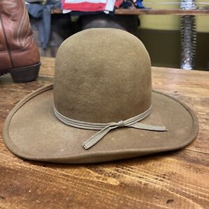 Vintage  Cowboy Hat Olive Sun Faded Brown size 6 7/8