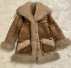 Overland Sheepskin Shearling Coat Jacket Sherpa Fur Beige Winter Outdoors Vtg 10