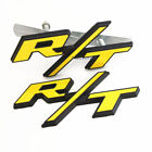 2X Yellow BLACK OEM For RT Front Grill Emblems R/T Trunk Sticker Car Badge (For: Dodge Challenger)