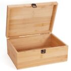 Large Bamboo Wooden Storage Box With Hinged Lid 11 X 7.9 X 4.5 Inch Natural Wood