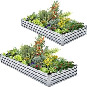 Galvanized Raised Garden Bed Kit - Metal Raised Planter 2 Pack 6'x3'x1'