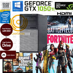 Fast Gaming PC Desktop Computer Quad Core i5 GTX 1050Ti SSD Win10 16GB HDMI WIFI
