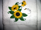SUNFLOWER 🌻 DESIGN EMBROIDERED, WHITE HAND TOWEL