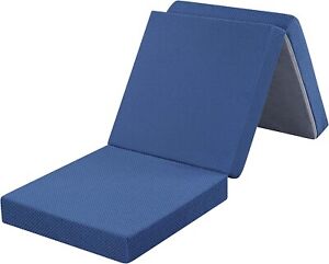 Sleep Floor Mat 4 Inch Tri Folding Single Bed Memory Foam Topper Guest Mattress