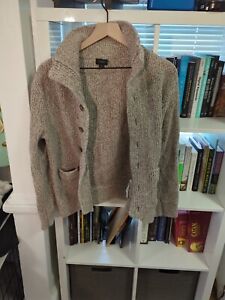 J Crew Sweater Men’s Beige Button Front Cardigan Re-Imagined Rib Knit Size Small