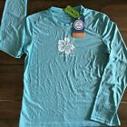 LIFE IS GOOD Womens XS Active Long Sleeve Teal tee UPF 50+ Hibiscus Pullover NWT