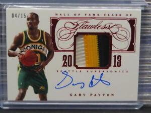 2013-14 Flawless Gary Payton Ruby Hall Of Fame Game Used Patch Auto #04/15