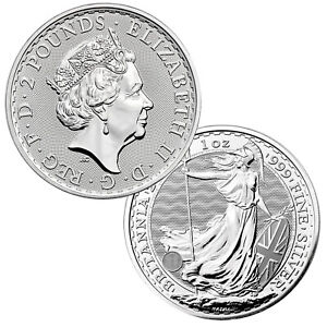2021 Great Britain £2 Silver Britannia 1oz .999 BU Brilliant Uncirculated