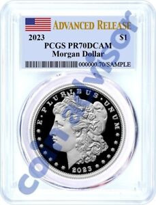 2023 S $1 Proof Silver Morgan Dollar PCGS PR70 DCAM Advanced Release Flag Label