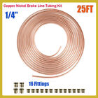 25 FT Copper Nickel Brake Line Tubing Kit 1/4 OD Coil Roll all Size Fittings