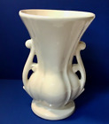 McCoy Pottery Two Handled Vase White Ivory 8