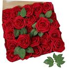 New Listing Artificial Flower Rose Real Looking Fake Roses w/Stem for DIY 25pcs Dark Red