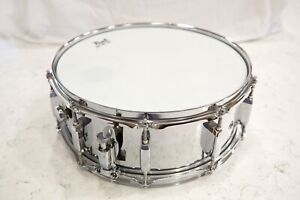 NR Pearl SS Steel Shell Snare Drum w/Case and Stand