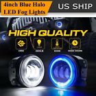 2x 4inch BLUE Halo LED Fog Lights Amber White Ring DRL For Jeep Wrangler JK TJ (For: Jeep Wrangler)