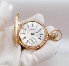 1906 WALTHAM 15J Pocket Watch in 14K GOLD FILLED BOX HINGE HUNTER CASE 18s  RUNS