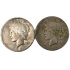 Pair of 2 1924-S San Francisco Peace Dollar Silver  $1 - F/VF+ CLEANED DETAILS