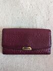 Burberry Plum Magenta Grained  Patent Continental Leather Haymarket Purse Wallet