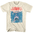 Jaws Vintage Movie Poster Men's T Shirt Great White Shark Attack Swimmer Faded