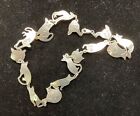 TJ-48 Mexico Sterling Silver Sitting Kitten & Cat Faces Necklace  FREE SHIPPING